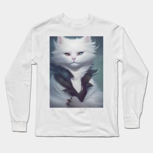 White Cat - Modern Digital Art Long Sleeve T-Shirt